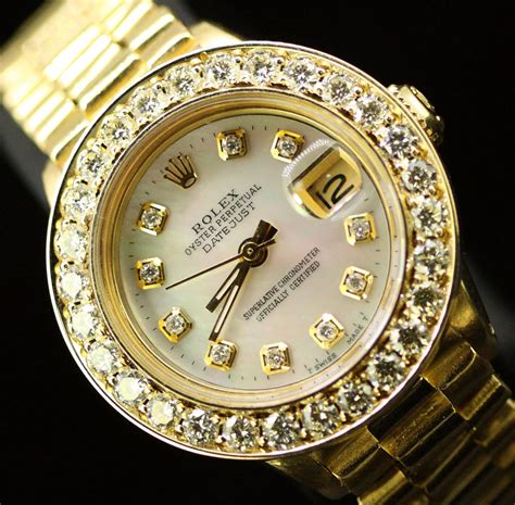 rolex 18k gold datejust president date watch w diamonds|18k gold rolex oyster perpetual.